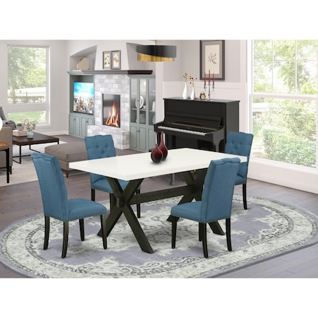 East West Furniture 5 Piece X-Style Awesome Dinette Set - Wire Brushed Black X626EL121-5